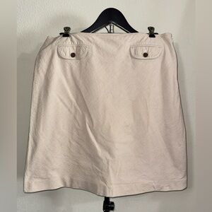 J. Crew White and Tan A-Line Mini Skirt with Button-Flap Waist